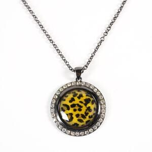 Park Lane Animal Cat Leopard Print Pendant Chain Link Crystal Necklace Jewelry